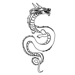 chinese dragon sketch, outline vector
