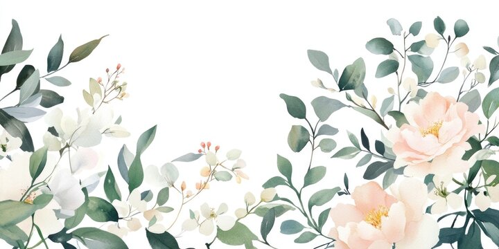 A delicate floral pattern, ideal for a border or as an accent design. Hand-painted watercolor style brings a touch of nature and tranquility to any piece.