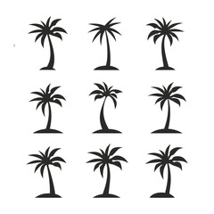 Palm Silhouttes, Coconut tree silhouettes Bundle and Set of palm tree silhouettes