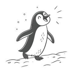 Naklejka premium Hand Drawing Cartoon Cute Penguin Illustration in flat style