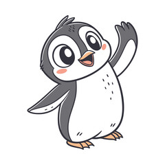 Hand Drawing Cartoon Cute Penguin Illustration in flat style