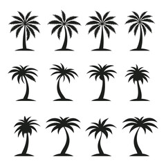 Fototapeta premium Palm Silhouttes, Coconut tree silhouettes Bundle and Set of palm tree silhouettes