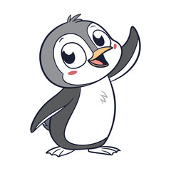 Hand Drawing Cartoon Cute Penguin Illustration in flat style