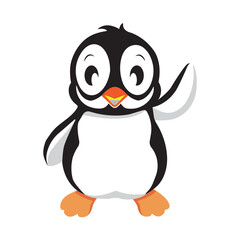 Hand Drawing Cartoon Cute Penguin Illustration in flat style