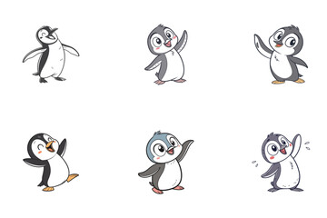 Hand Drawing Cartoon Cute Penguin Illustration in flat style