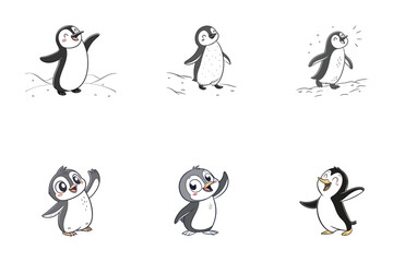 Hand Drawing Cartoon Cute Penguin Illustration in flat style