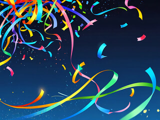 Naklejka premium Elegant Metallic Streamers and Confetti Falling in Celebrationmetallic bright abstract christmas falling event party anniversary