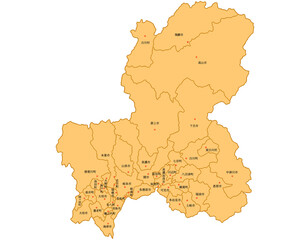 岐阜県　地図　オレンジ　斑点　イラスト