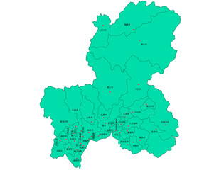 岐阜県　地図　グリーン　斑点　イラスト