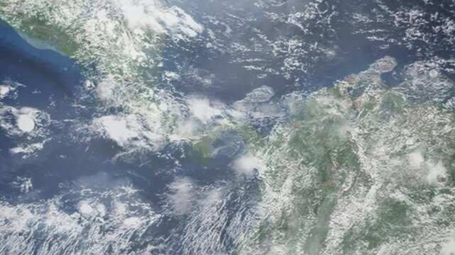 Zooming in on Tocumen, Panama frome space - Perfect for Travel Intros and Backgrounds. Realistic 3D Animation.