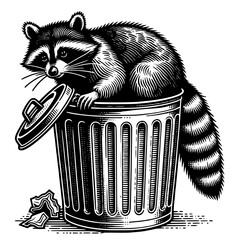 Trash Panda Raccoon Illustration © Georgi