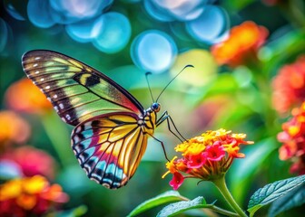 Fototapeta premium Pterolophia Butterfly Candid Photography AI Image, Beautiful Wings, Nature, Close-up, Wildlife, Exotic, Insects, Macro, Flying, Delicate, Vibrant Colors, Floral, Garden, Outdoor, Close-up, But
