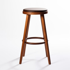 Wooden Bar Stool Brown Leather Seat Modern Design Home Furniture