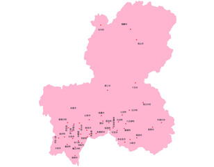 Obraz premium 岐阜県 地図 ピンク 斑点 イラスト