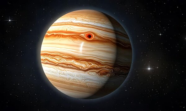 Jupiter Planet Rotating in Space - 4K Animated Background Video with Stars