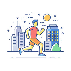 jogging in city lights icon, jogging in city lights vector illustration-simple illustration of jogging in city lights, perfect for jogging in city lights logos and themed design 