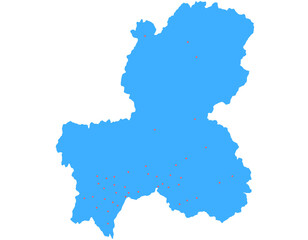 岐阜県　地図　ブルー　斑点　イラスト