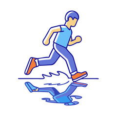 Fototapeta premium jogging reflection in puddle icon, jogging reflection in puddle vector,