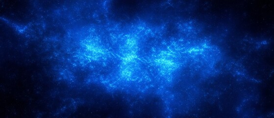 Fototapeta premium A wide view of a starry sky with a blue nebula. Made with generative AI