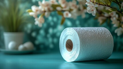 Paper Towel Roll on a Plain Background