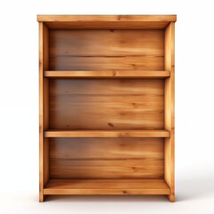 Empty Wooden Bookshelf Three Shelves Rustic Brown Display Storage