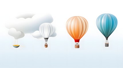 Illustrated Weather Icons Including Air Balloon Thermal Updraft and Clear Blue Skies on a Clean White Background  Conceptual Graphic Design for Weather Travel and Outdoor Adventure Themes