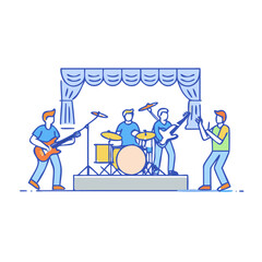 band on stage icon, band on stage vector illustration-simple illustration of band on stage, perfect for band on stage logos and themed design 