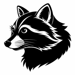 Obraz premium Vector raccoon head silhouette black side view on white background 