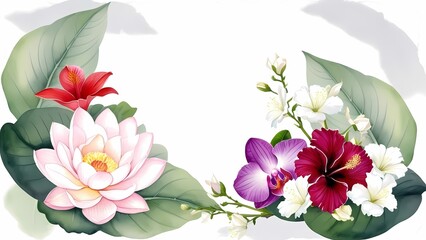 Fototapeta premium Thai Flowers Watercolor Art in a Soft and Peaceful Style