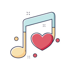 music note with heart icon, music note with heart vector illustration-simple illustration of music note with heart, perfect for music note with heart logos and themed design 