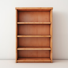 Empty Wooden Bookshelf Four Shelves Light Wood Studio Shot