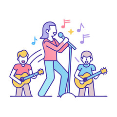 singer with backup band icon, singer with backup band vector illustration-simple illustration of singer with backup band, perfect for singer with backup band logos and themed design 