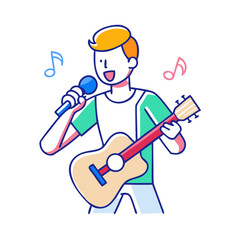 Fototapeta premium singer with guitar icon, singer with guitar vector illustration-simple illustration of singer with guitar, perfect for singer with guitar logos and themed design 
