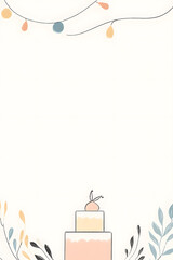 A pastel-themed hand-drawn wedding invitation design with a white background. Curving lines in soft shades of pink, blue, and yellow create a lively yet minimalist border. At the bottom center, a