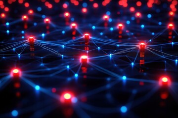 Exploring the intricate network of dark blue grid lines in technology digital realm abstract visualization futuristic close-up perspective