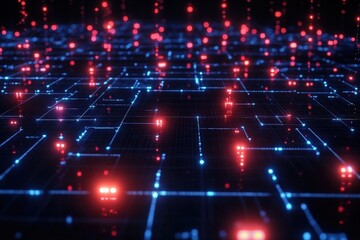 Fototapeta premium Dynamic visualization of digital networks virtual environment abstract art cybernetic landscape immersive perspective technology concept