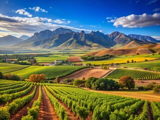 Fototapeta premium Robertson Wine Valley Panorama, Langeberg Mountains, South Africa