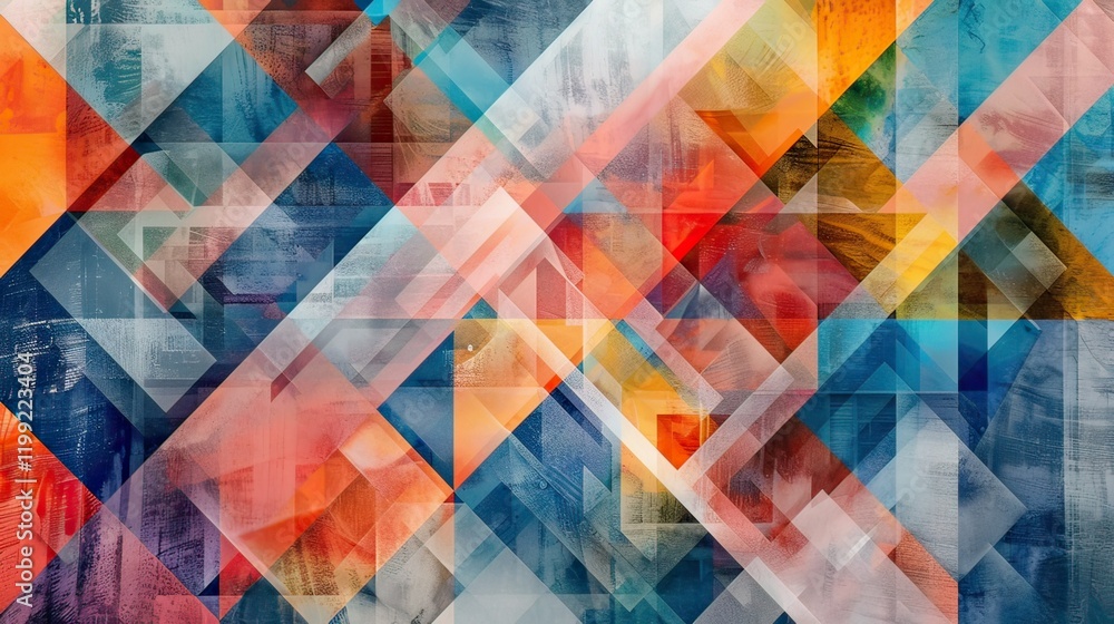 Poster a vibrant, digitally created image of abstract geometric patterns.