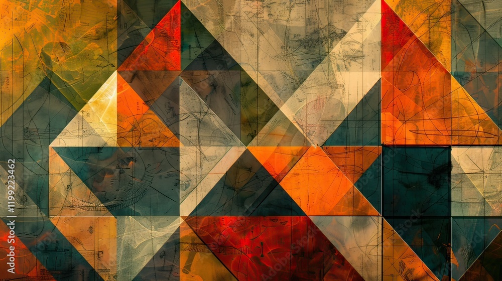 Poster a vibrant, digitally created image of abstract geometric patterns.