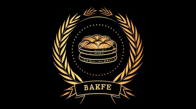 A golden bakery logo on a black background.