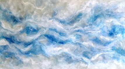 Obraz premium Abstract Blue Waves in Textured Fluid Art Painting