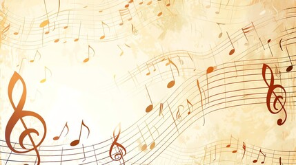 A sheet of music with musical notes and a treble clef.