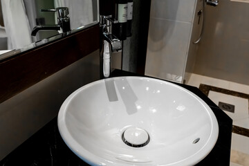 Modern square sink in the bathroom