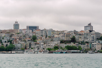 Turkish houses on the Bosphorus Bay. Istanbul area by the sea