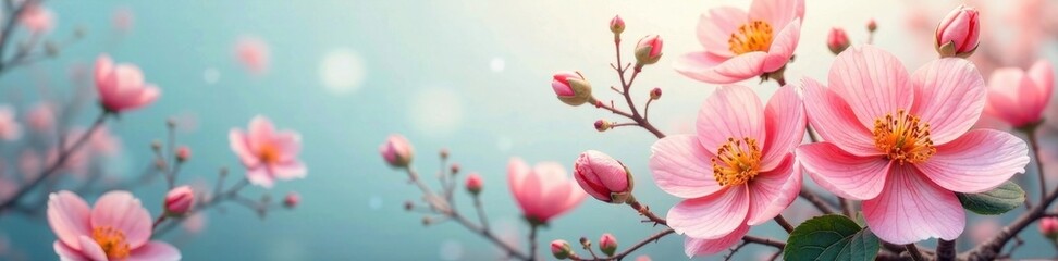 Fototapeta premium Abstract vibrant spring blooms, pastel palette, growth, subtle, delicate