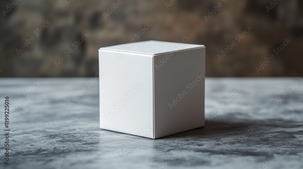 Aufkleber minimalist white cube container on textured surface showcasing simplicity and elegance