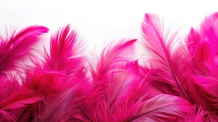 Obraz premium A close-up view of vibrant pink feathers isolated on a white background, nature, plumage, nature