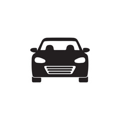 a simple, minimalist vector icon of a car. The car is depicted in a side profile with smooth, rounded lines, and it is colored white against a dark brown background. The icon has two visible wheels