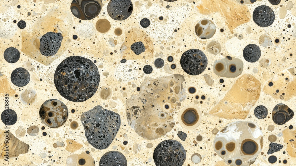 Poster abstract beige and gray stone texture background close up pebbles and bubbles pattern
