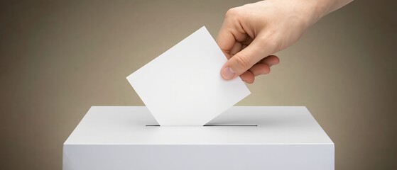 Voting concept with a hand placing a ballot into a box. Made with generative AI